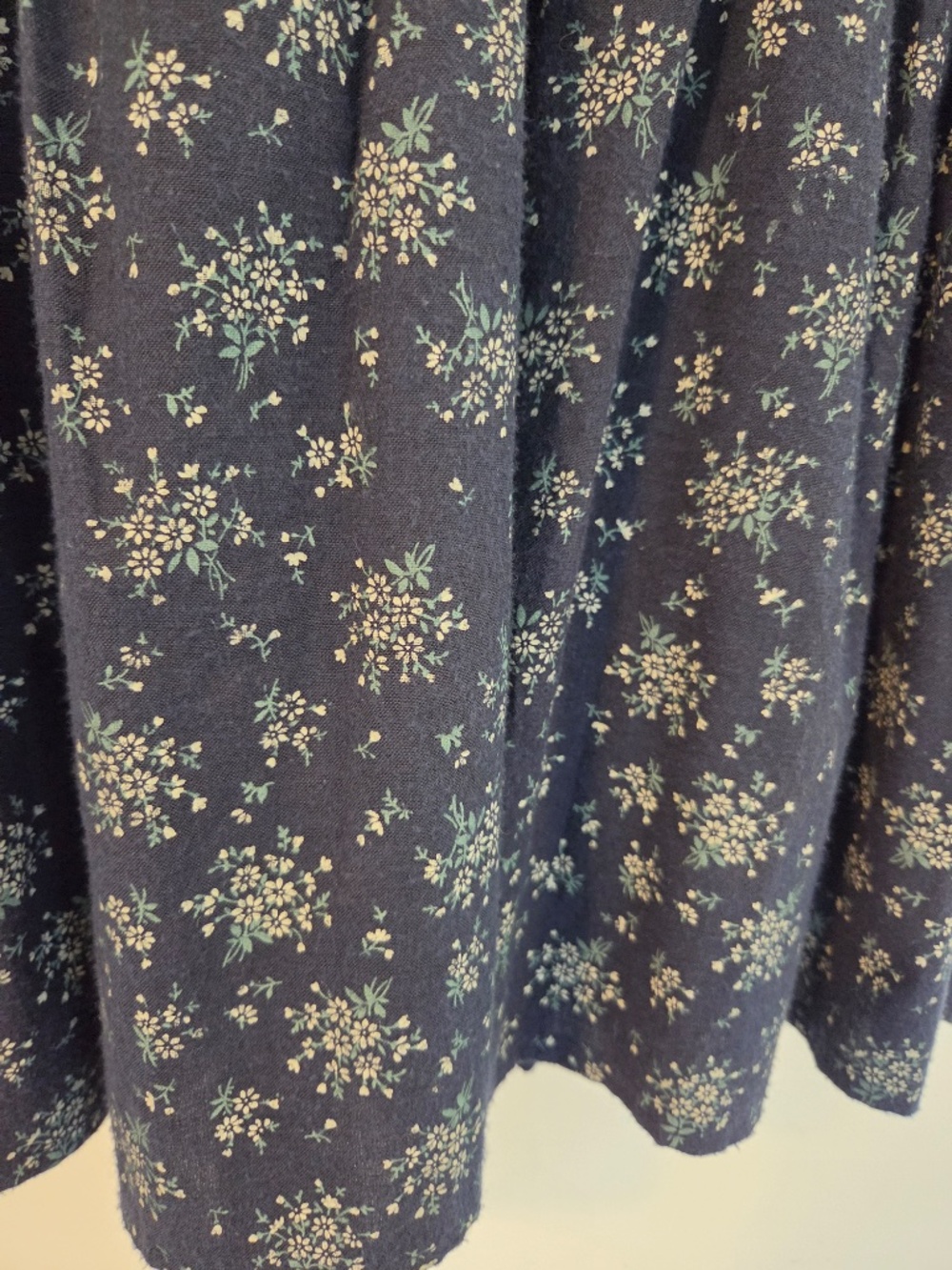 Navy/white floral dress S/M Peter Pan collar button down bodice cottage core - Picture 7 of 10